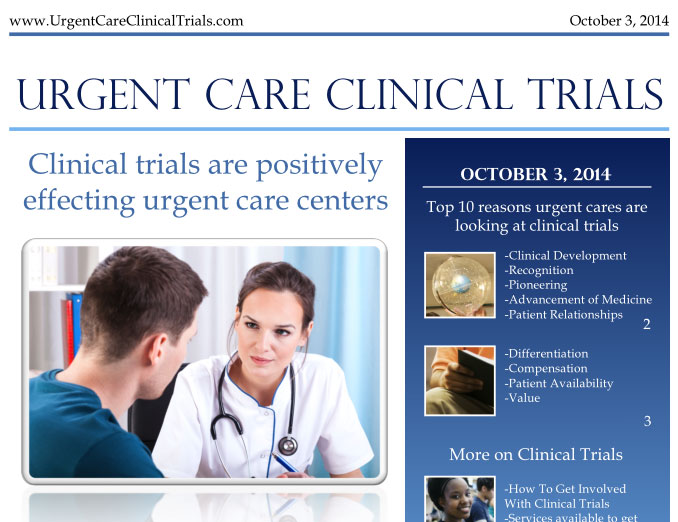 Press Release: Clinical trials are positively effecting urgent care centers